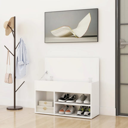 skobænk 80x30x45 cm konstrueret træ hvid