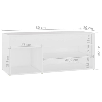 skobænk 80x30x45 cm konstrueret træ hvid