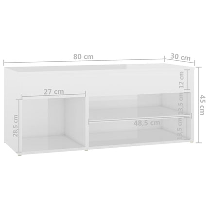 skoreol 80x30x45 cm konstrueret træ hvid højglans