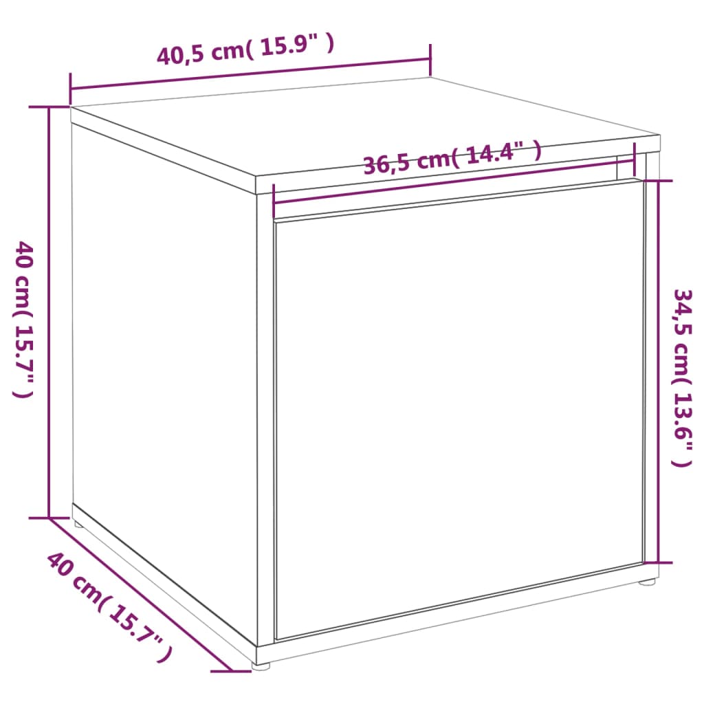 opbevaringsskab 40,5x40x40 cm konstrueret træ sonoma-eg