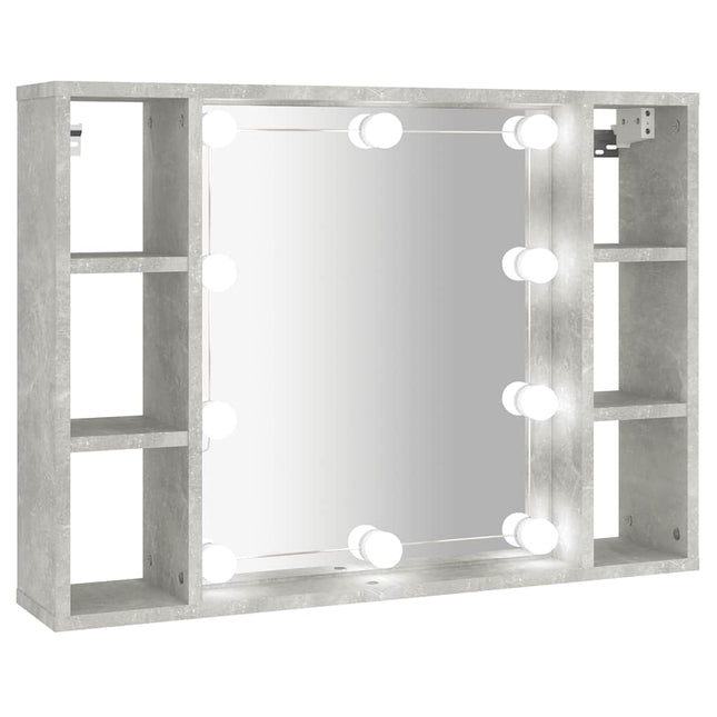 spejlskab med LED-lys 76x15x55 cm betongrå
