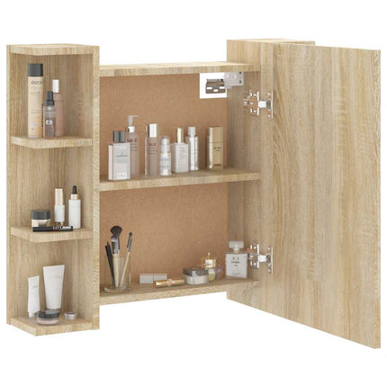 spejlskab med LED-lys 70x16,5x60 cm sonoma-eg