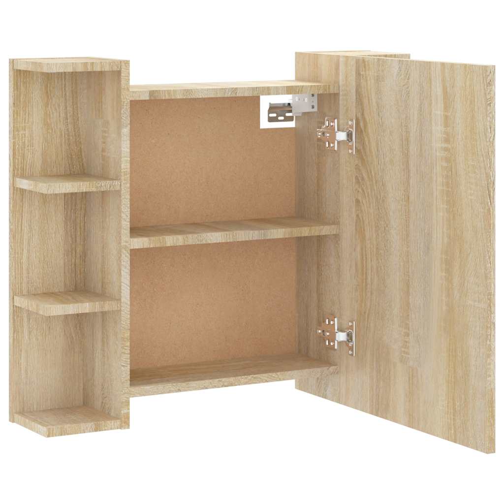 spejlskab med LED-lys 70x16,5x60 cm sonoma-eg