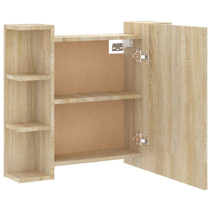 spejlskab med LED-lys 70x16,5x60 cm sonoma-eg