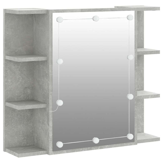 spejlskab med LED-lys 70x16,5x60 cm betongrå