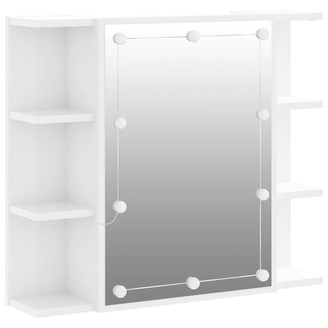 spejlskab med LED-lys 70x16,5x60 cm hvid højglans