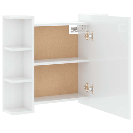 spejlskab med LED-lys 70x16,5x60 cm hvid højglans