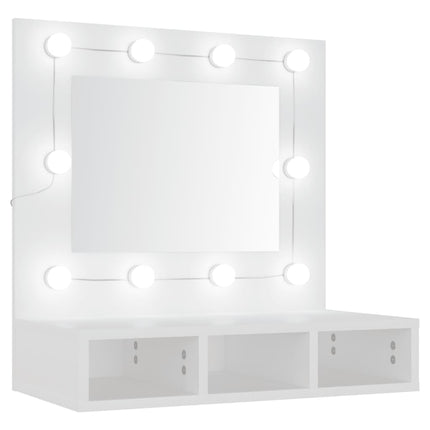 spejlskab med LED-lys 60x31,5x62 cm hvid