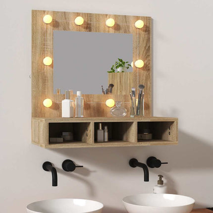 spejlskab med LED-lys 60x31,5x62 cm sonoma-eg