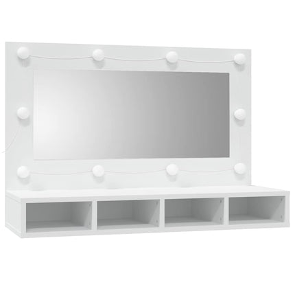 spejlskab med LED-lys 90x31,5x62 cm hvid