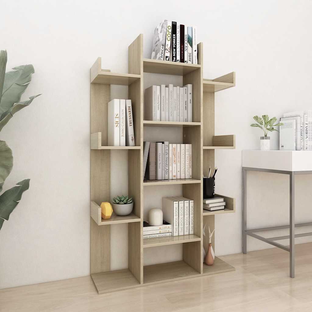 bogreol 86x25,5x140 cm konstrueret træ sonoma-eg billede