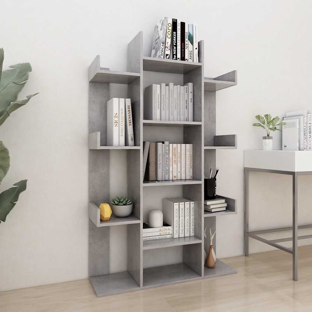 bogreol 86x25,5x140 cm konstrueret træ betongrå billede
