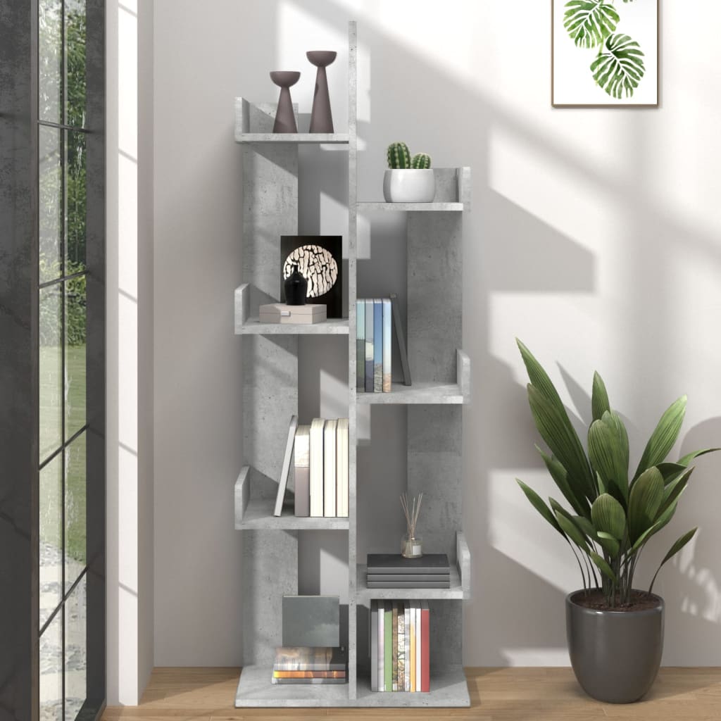 bogreol 48x25,5x140 cm konstrueret træ betongrå billede