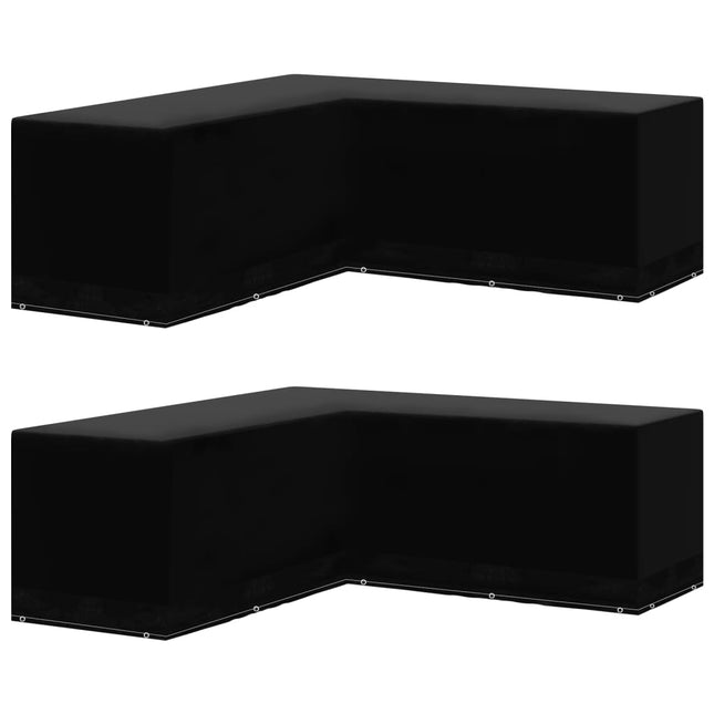 havemøbelovertræk 2 stk. L-formet 12 snørehuller 250x250x90 cm