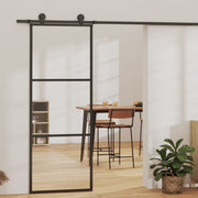 skydedør m. monteringssæt 76x205 cm sikkerhedsglas og aluminium