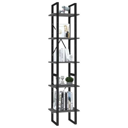 bogreol 5 hylder 40x30x175 cm konstrueret træ grå