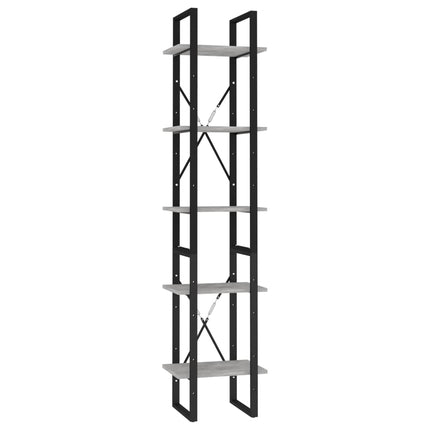 bogreol 5 hylder 40x30x175 cm konstrueret træ betongrå