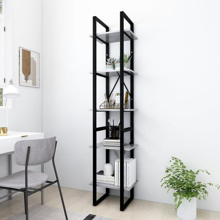 bogreol 5 hylder 40x30x175 cm konstrueret træ betongrå