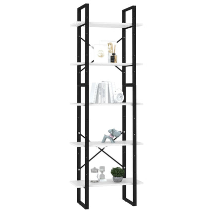 bogreol med 5 hylder 60x30x175 cm konstrueret træ hvid