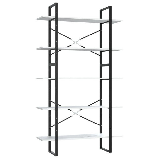 bogreol med 5 hylder 100x30x175 cm konstrueret træ hvid