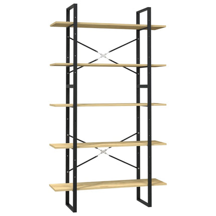 bogreol med 5 hylder 100x30x175 cm massivt fyrretræ