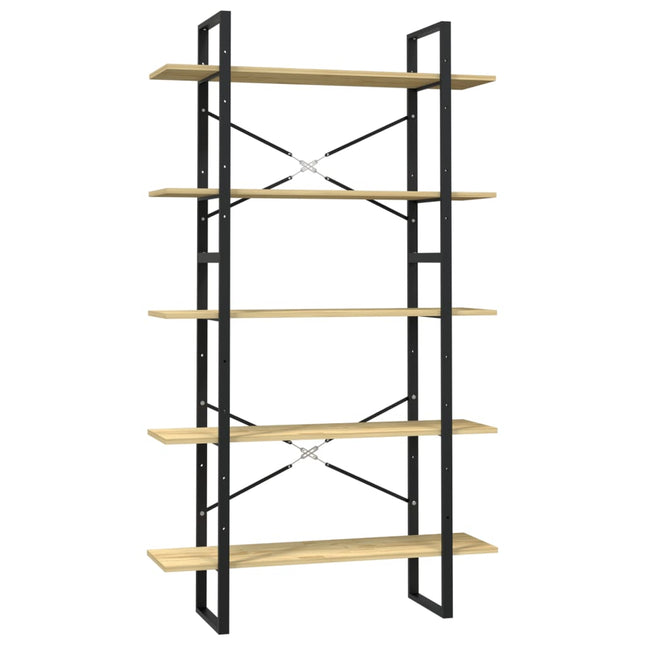 bogreol med 5 hylder 100x30x175 cm massivt fyrretræ