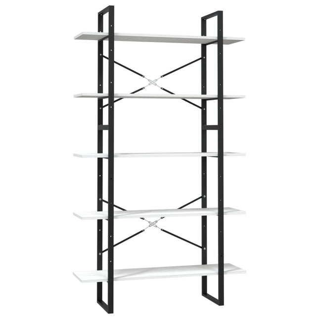 bogreol med 5 hylder 100x30x175 cm massivt fyrretræ hvid