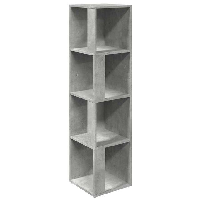 hjørnereol 33x33x132 cm konstrueret træ betongrå