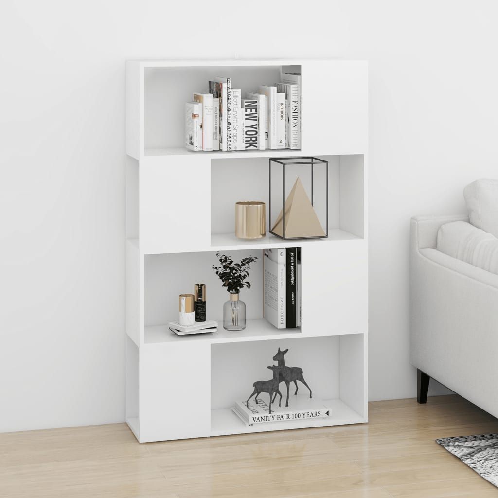 bogreol/rumdeler 80x24x124,5 cm konstrueret træ hvid
