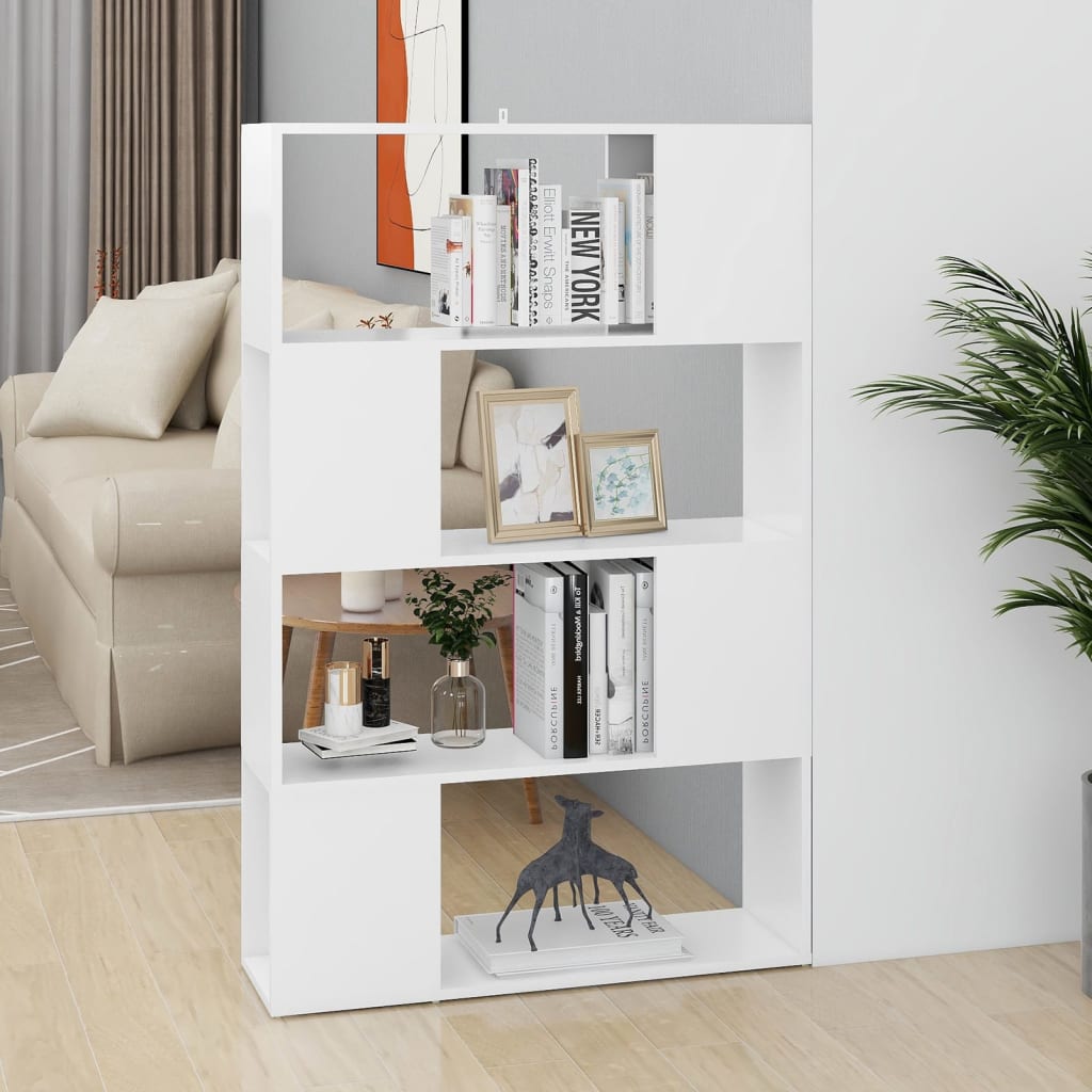 bogreol/rumdeler 80x24x124,5 cm konstrueret træ hvid