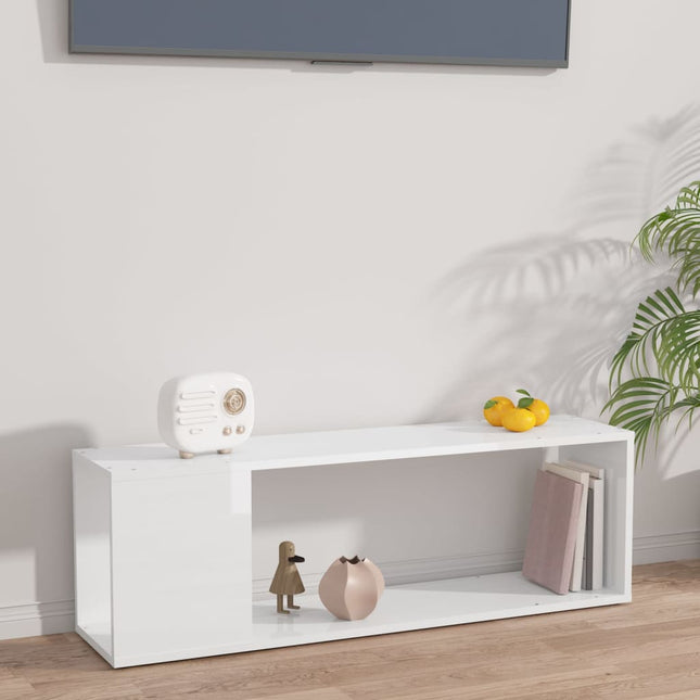 tv-bord 100x24x32 cm konstrueret træ hvid højglans