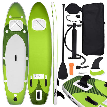 oppusteligt paddleboardsæt 330x76x10 cm grøn