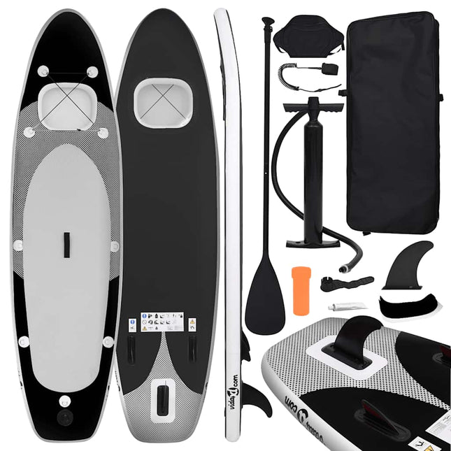 oppusteligt paddleboardsæt 330x76x10 cm sort