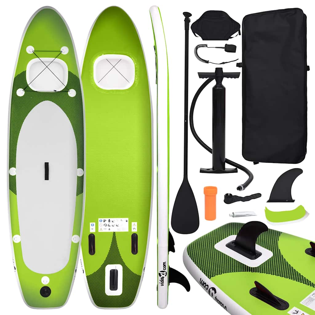 oppusteligt paddleboardsæt 360x81x10 cm grøn