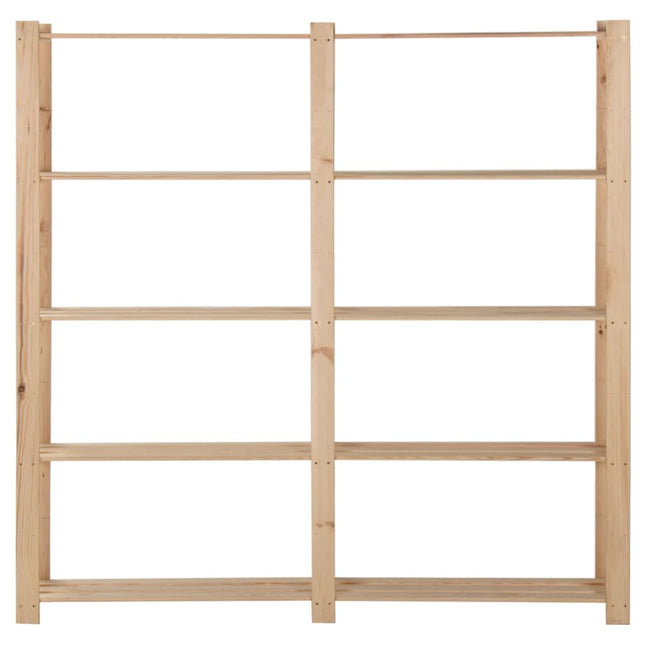 opbevaringsreol i 5 niveauer 170x28,5x170 cm massivt fyrretræ
