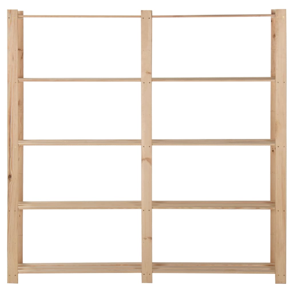 opbevaringsreol i 5 niveauer 170x28,5x170 cm massivt fyrretræ