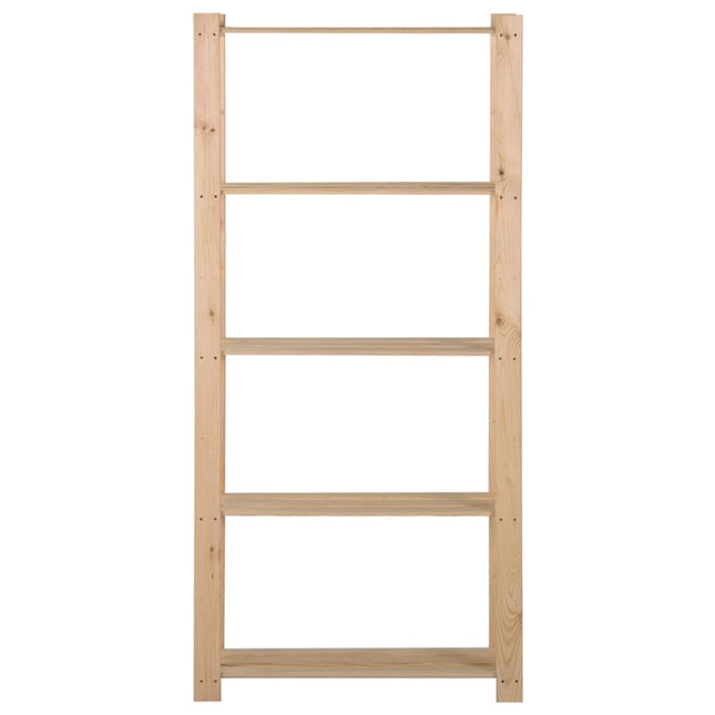 opbevaringsreol i 5 niveauer 80x28,5x170 cm massivt fyrretræ