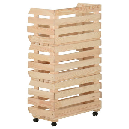 grøntsagsvogn 37x30x80 cm massiv fyrretræ