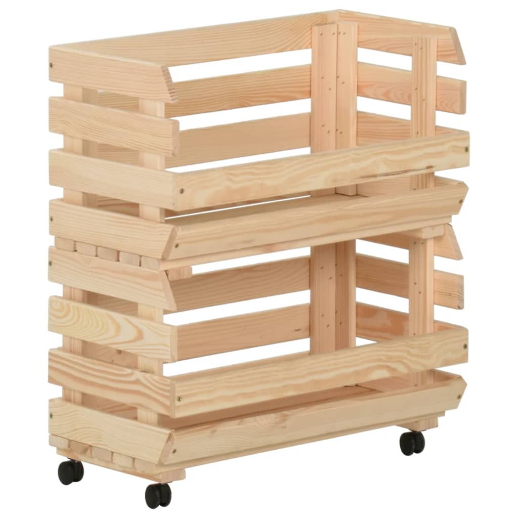 grøntsagsvogn 37x30x80 cm massiv fyrretræ