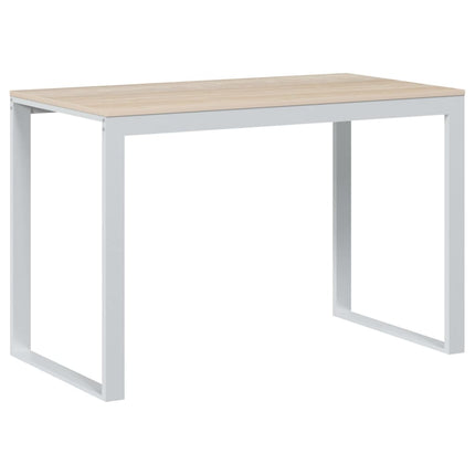 computerbord 110x60x73 cm spånplade hvid og egetræsfarvet
