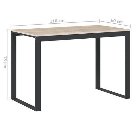computerbord 110x60x73 cm spånplade sort og egetræ