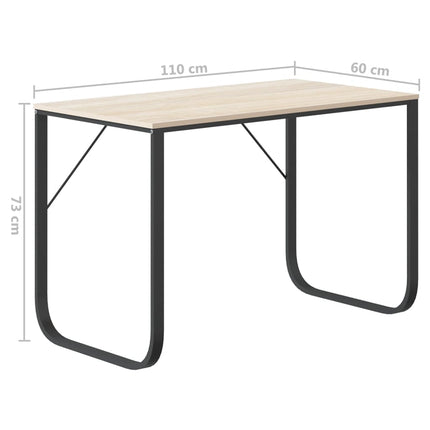 computerbord 110x60x73 cm spånplade sort og egetræ