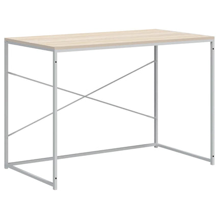 computerbord 110x60x70 cm konstrueret træ hvid og egetræsfarvet