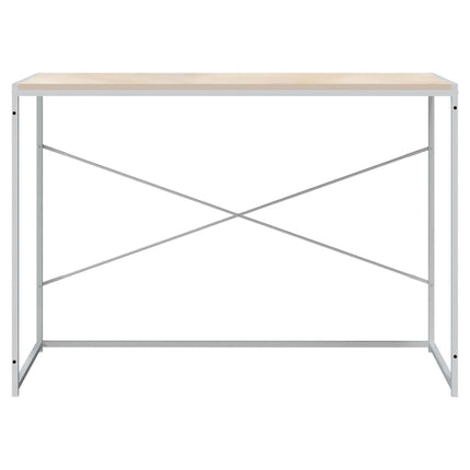 computerbord 110x60x70 cm konstrueret træ hvid og egetræsfarvet
