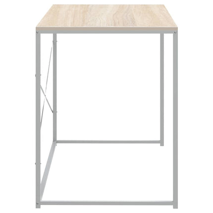 computerbord 110x60x70 cm konstrueret træ hvid og egetræsfarvet