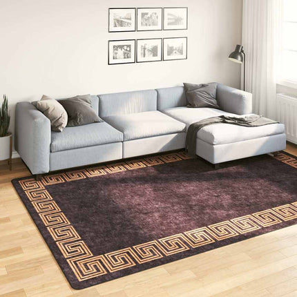 gulvtæppe 190x300 cm vaskbart sort og guld