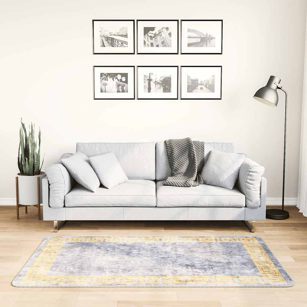Gulvtæppe 80x150 Cm Skridsikkert Og Vaskbart Grå - Vidaxl