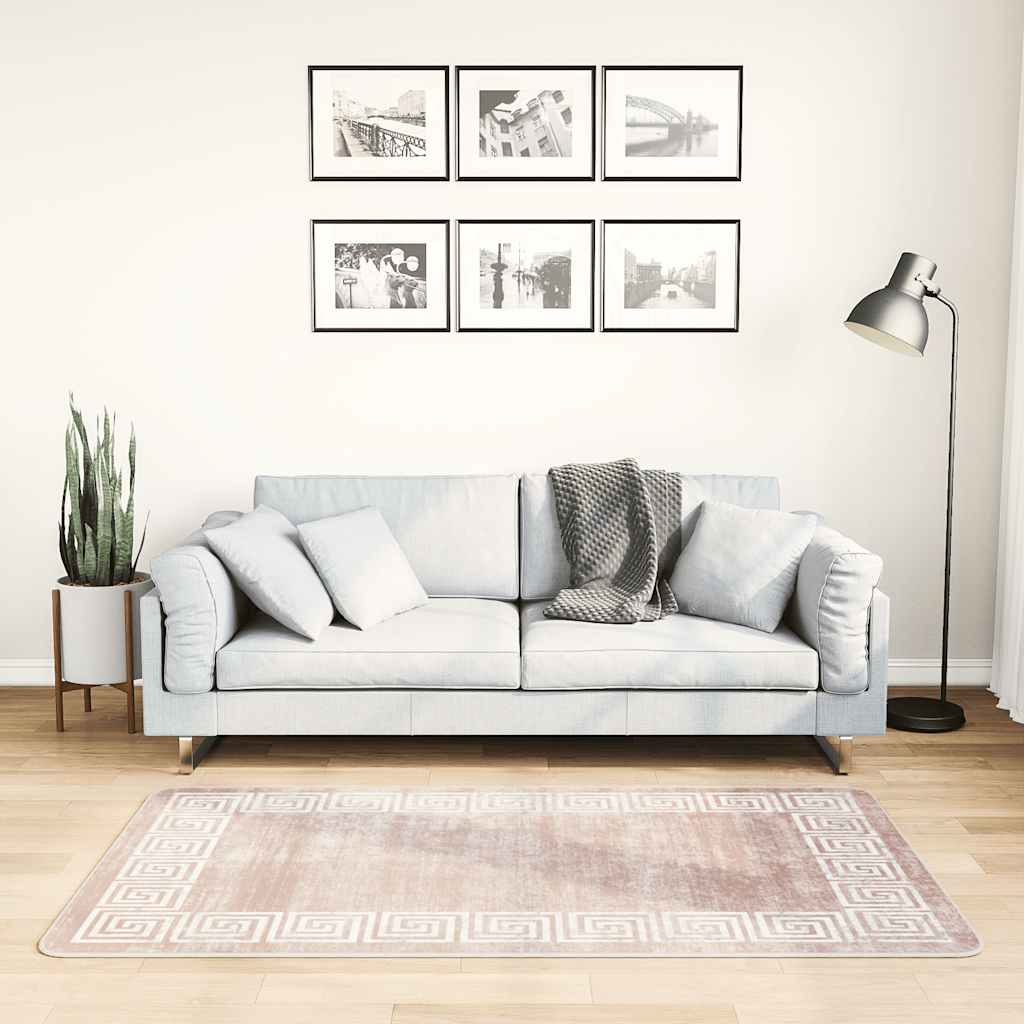 Gulvtæppe 80x150 Cm Skridsikkert Og Vaskbart Beige - Vidaxl