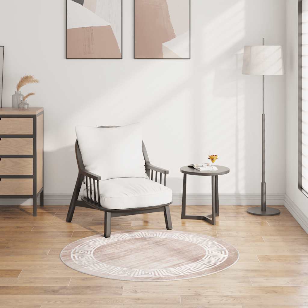 Gulvtæppe 120 Cm Skridsikkert Og Vaskbart Beige - Vidaxl