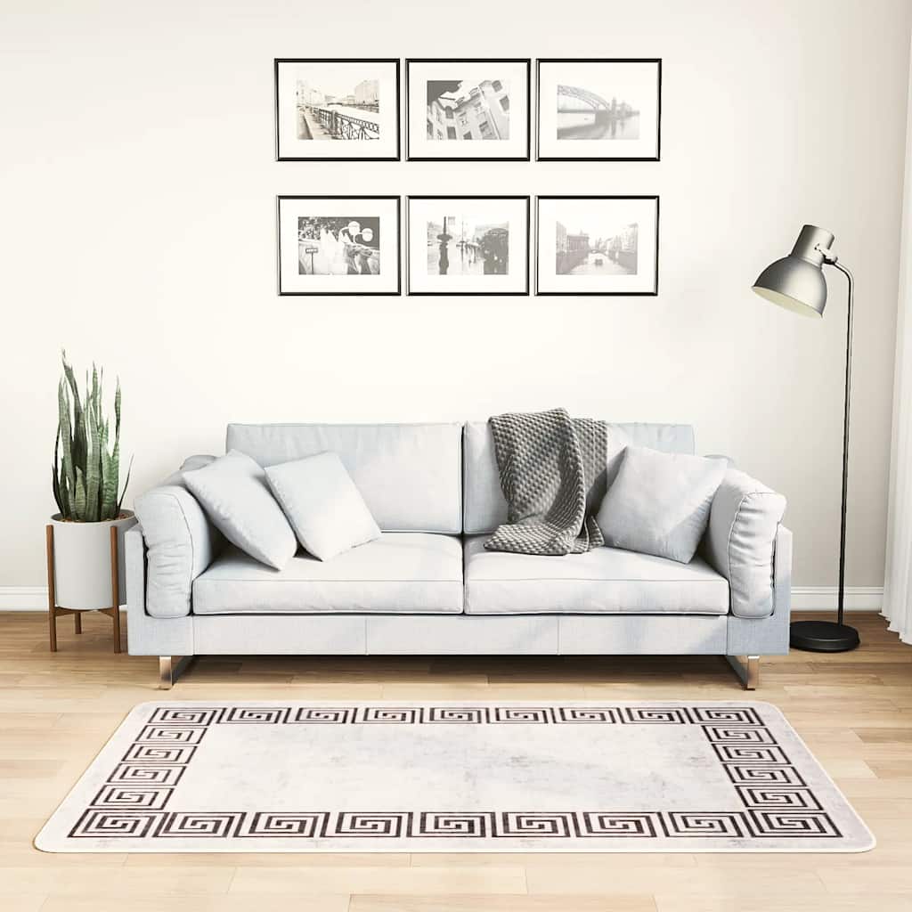Gulvtæppe 80x150 Cm Skridsikkert Og Vaskbart Lys Beige - Vidaxl